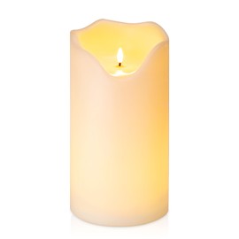 Homemory 6" x 12" Extra Large Outdoor Waterproof Candle with Auto 6-Hour Timer, White Plastic Made, Long Last for Months