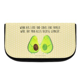 Mr. & Mrs. Panda Avocado Couple Cosmetic Bag, yellow, Hand Drawn