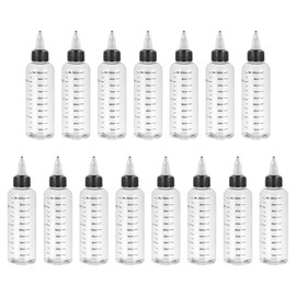 PATIKIL 3.4oz(100ml) Plastic Dispensing Bottle, 15Pcs Squeeze Graduated Empty Bottles with Black Twist Cap for Liquids, Inks, Oils, Sauces, Arts and Crafts, Transparent