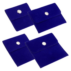 PATIKIL Jewelry Pouch Set, 4 Sizes Velvet Pouches Snap Button Portable Storage Bag for Earrings Bracelets Necklaces Rings Watch, Blue