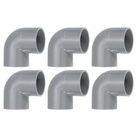 sourcing map 40mm 90 Degree Elbow, 6 Pcs PVC Pipe Fittings 2 Way Right Angle Elbow Side Outlet Adapter Coupling PVC Fitting Connectors for DIY Building Furniture, Grey