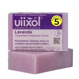 Uiixol Jabones Artesanales en Barra con Aceite Esencial de Lavanda | Kit de 5 Jabones de Baño Naturales Veganos | Jabón Corporal para Inspiración y Creatividad | 100g c/u