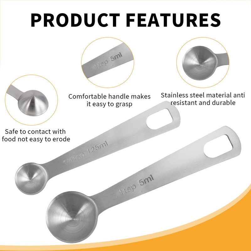 6 Pcs of Teaspoon Measuring Spoons, Stainless Steel Table Spoons