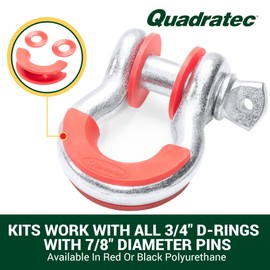 Quadratec 3/4" D-Ring Isolator Kit - Red - Compatible with 3/4" D-Rings with 7/8" Diameter Pins - Prevents D-Rings from Rattling Against Bumper - Includes 2 D-Ring Isolators & 4 Urethane Washers