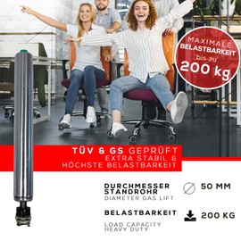 MYNEEED Gas Lift Office Chair Replacement Parts Compact - Replacement Gas Spring up to 200 kg for Swivel Chair Executive Chair - Continuously Height Adjustable - Tested Quality, Gas Spring Length: 210