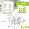 LATERN 25Pcs Bento Snack Containers, 16CM x 16CM 4 Compartments