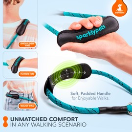 SparklyPets Multifunctional Bungee Hands Free Leash with Detachable Slip Lead – Crossbody & Waist Leash for Dog Walking, Medium & Large Breeds (Green Range)