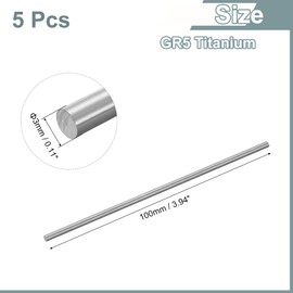 sourcing map 5Pcs GR5 Titanium Rod, Dia 3mm 0.11" Length 100mm 3.94" Metal Solid TC4 Titanium Alloy Round Bar Rod Stock for Model Plane Cars Ship DIY Craft Metal Working