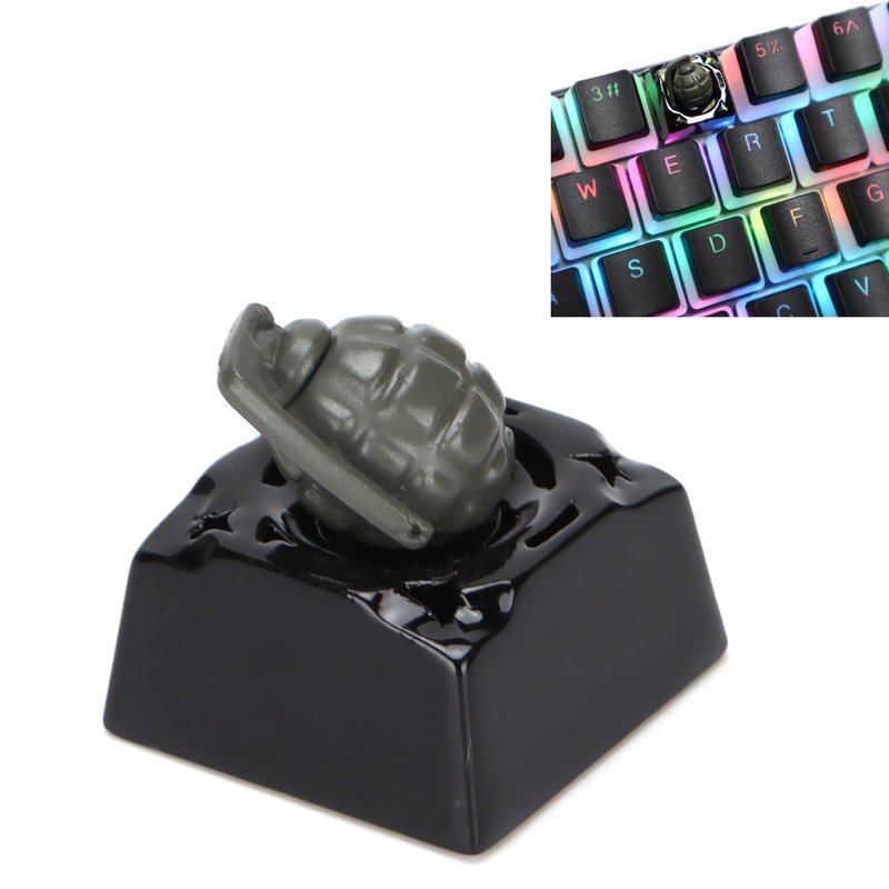 Decorative Keycap Aluminum Alloy Grenade Shape Translucent Mechanical Keyboard Accessories
