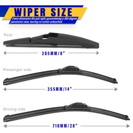 3 wipers Replacement for 2012-2019 Toyota Prius C, Windshield Wiper Blades Original Equipment Replacement - 28"/14"/8" (Set of 3) U/J HOOK