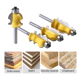 ROOCBIT 1/4-Inch Shank Architectural Molding Router Bit Set Carbide Sculpture Edge line Styling Cutter Woodworking Shape Cutter Tool 4PCS