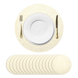 QUARKZMAN 16 Stück Stern Gold Einweg-Rundplatzdeckchen, 33cm/13 Metallische Glitzerfolie Dünne Netz-Tischsets Folien-Tischdeckchen Dekoration für Partys Hochzeiten Weihnachten Erntedankfest