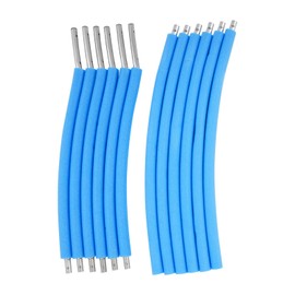 Trampoline Poles Replacement Set, Fits 6 Curved Poles Round Trampoline Frame with Clamp and Hardware, Universal Enclosure Pole Kit for Outdoor Trampolines (Curved, Blue)