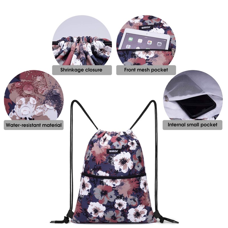 Drawstring Backpack String Bag Sackpack Cinch Water Resistant Nylon for