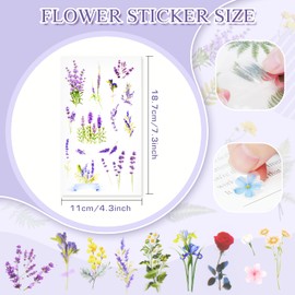 Weenkilly 160Pcs Natural Flower Stickers for Scrapbooking,Self-Adhesive Transparent Flower Stickers Scrapbook Supplies Journaling Supplies for Adult Card Making Letters DIY Water Bottle Cards Decoration (160)