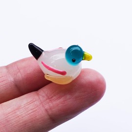 SSJSHOP Duck Blown Glass Micro Tiny Dollhouse Figurines Hand Painted Animals Collectible Gift Home Garden Décor