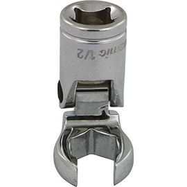 Dynamic Tools D008646 3/8" Drive SAE 1/2" Flex Head with Crow Foot Flare Nut Socket, Chrome Finish