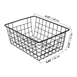 ZOENHOU Pack of 2 Wire Storage Baskets, 28 x 22 x 12 cm, Metal Basket, Bathroom Basket, Open Wire Design, Wall - Iron Basket, Hanging Basket, for Office, Kitchen, Bathroom, Black