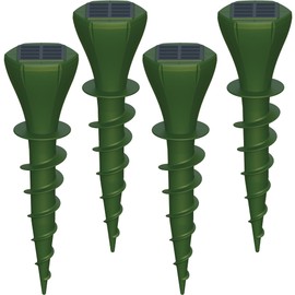 Phosooy - Paquete de 4 repelentes solares de topos, dispositivo de disuasión de Gopher con motor vibratorio y estaca de tierra con taladro en espiral, IP65 impermeable, repelentes de plagas para el