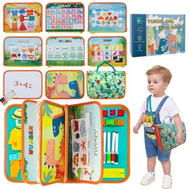 TUNJILOOL Busy Board Montessori Toys Gifts for Toddlers 1 2 3 4 Years Old Girls Boys, Activity Sensory Board Preschool Learning Fine Motor Skills Educational Travel Toys for Plane Car