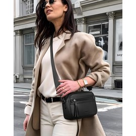 MASINTOR Crossbody Purses for Women Vegan Leather, Travel Purse Shoulder Handbag with Adjustable Strap, Fashionable Women’s Travel Bags with and Tassel Solid Black