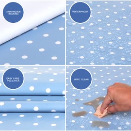 Home Direct Rectangular Oilcloth PVC Wipe Clean Tablecloth Table Cover 140cm x 200cm 55x78 Polka Dot Blue Grey