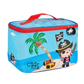 PERLETTI Thermal Lunch Box for Boys with Pirate Dinosaur - Blue Lunch Box 5L for Children Nursery Primary School - Insulated Lunch Bag Bread Bag Soft for Travel - 15 x 23 x 15 cm (Pirate)