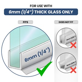 2-Pack Hipple Home Frameless Shower Door Bottom Seal Strip (1/4 x 39" (6mm))