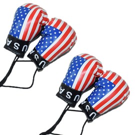 USA Mini Boxing Glove,mini boxing gloves keychain,Car Rearview Mirror Pendant, Mini Boxing Gloves Automobile Mirror Hanging (A-US2pcs)