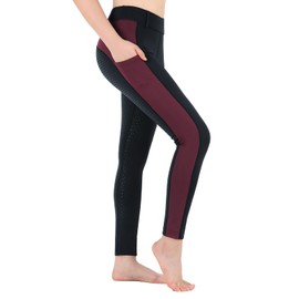beroy Horse Riding -Pants Women Equestrian-Breeches - Ladies Training Horseback Riding Tights Full Seat Silicone Pockets(Burgundy,S)