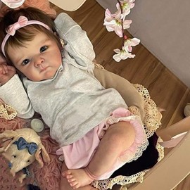 RXDOLL Cute Reborn Baby Dolls Full Body Silicone Girl 18 inch Realistic Newborn Baby Girl Real Life Silicone Babies Anatomically Correct Bath Doll Toys for Girls 3+