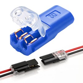 FACETHALO Wire Connector Coupler Pack of 50 D2 Quick Connect Terminals No Stripping Wire Connectors Push In Wire Connectors (Blue)