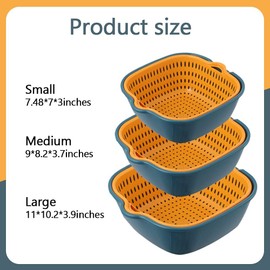 Cestas de lavado de verduras multicapa en la cocina Cestas de frutas Multicapa apilable de plástico para vegetales, remojo y lavado de frutas y verduras (huanlan)