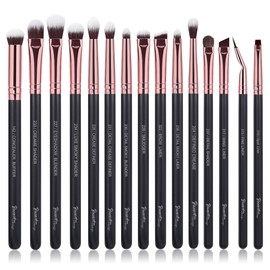 Bueart Design 15Pcs Professional Eye Makeup Brushes Set (Rose Gold &Black)
