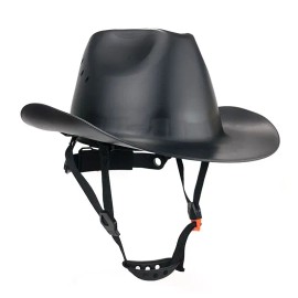 Cowboy Style Safety Helmet Wide Brim Hard Hat Lightweight Construction Helmet with Chin Strap for Outdoor Work Industrial SafetySafety Helmet Type: Without Visor, Color: Black, Material: HDPE