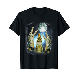 3 Alligator Howling At The Moon Crocodile Parody 3 Wolf Moon T-Shirt