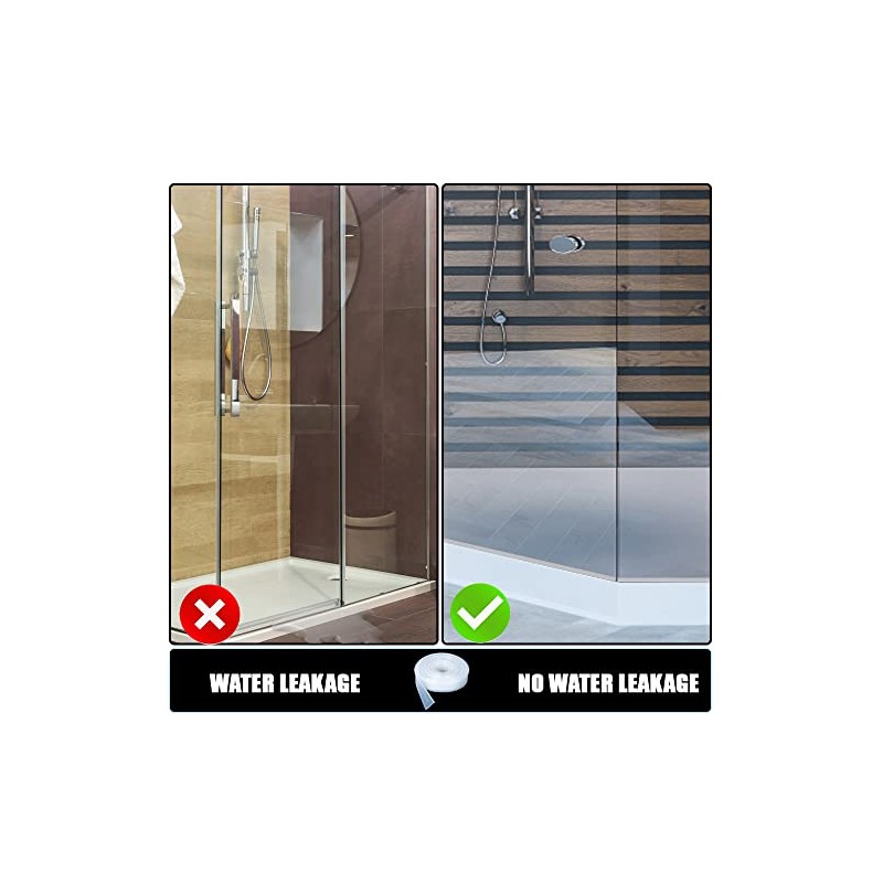 Waterproof Shower Door Bottom Seal Strip - Clear Silicone Replacement