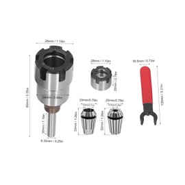 5Pcs Router Bit Collet Extension Chuck Converter Rod Collet Chuck Extension Shank Bit Converter Adapter ER20 Spring Collet Set (1/4 Handle 5pc-ER20)