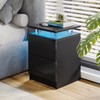 15" Black Nightstand Set of 2 with LED Lights, Modern