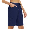MoFiz Summer Shorts for Women Lightweight Outdoor Athletic 10" Hiking Cargo Short with Pocket Navy,XL