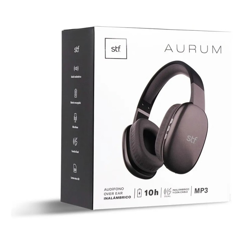 Audífonos Inalámbricos Over Ear Aurum Stf Color Negro
