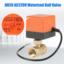 Electric Motorized Ball Valve, AC 220V G3/4" DN20 2 Way Brass Motor Actuator Ball Valve for Air Conditioning