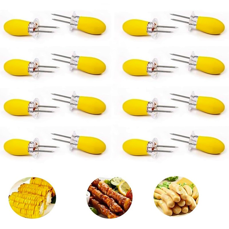Wonlooker 16Pcs/8 Pairs Corn Holders, Stainless Steel Corn Cob Holders,