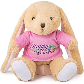 Oukiwi Easter Bunny Rabbit Stuffed Animal Plush Toy 10 inches Best Gifts for Babies Kids Boys Girls (Pink)