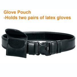 Double Glove Pouch Police Firefighter EMS EMT Paramedic Medical Disposable Gloves Holder for 2 and 2.25" Duty Belt (Black Plain)
