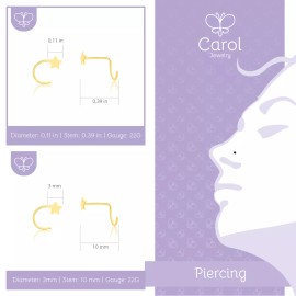 Unbranded Tiny Star Nose Piercing 18k Solid Gold Tiny Nose Screw L Shaped for Teens Women