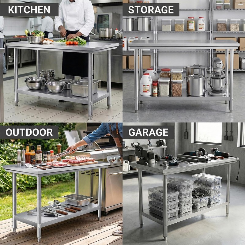 Heavy Duty Workbenches Stainless Steel Prep Table, 40 x 20