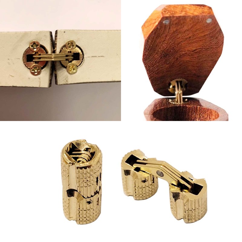 10pcs 0.315inch (8mm) Brass Barrel Hinges Hidden Invisible Cabinet Furniture