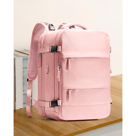 coowoz Large Travel Backpack For Women Men, Carry On Backpack,Hiking Backpack Waterproof Outdoor Sports Rucksack Casual Daypack Expandable Heavy Duty Extra large Backpack Pink Expansion