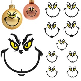 Christmas Transfer Stickers for Ornaments, Christmas Decorations Face Decals Vinyl Sticker for Home Merry Christmas Party Supplies (10)